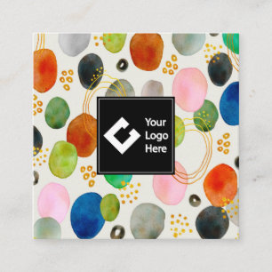 Tarjeta De Visita Cuadrada Abstract Pebble Gold Purpurina Art Business Card
