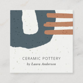 TARJETA DE VISITA CUADRADA ABSTRACTA TEXTURA CERAMICA AZUL NEGRO ESPECIFICADA