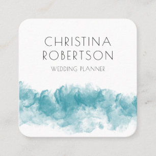 Tarjeta De Visita Cuadrada abstracto de acuarela ondulada azul moderno