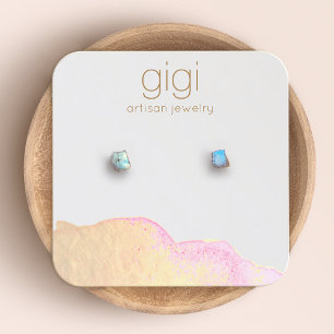 Tarjeta De Visita Cuadrada Abstracto de color de agua Studs Earring Display H