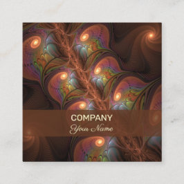 Tarjeta De Visita Cuadrada Abstracto fluorescente colorido arte fractal marró