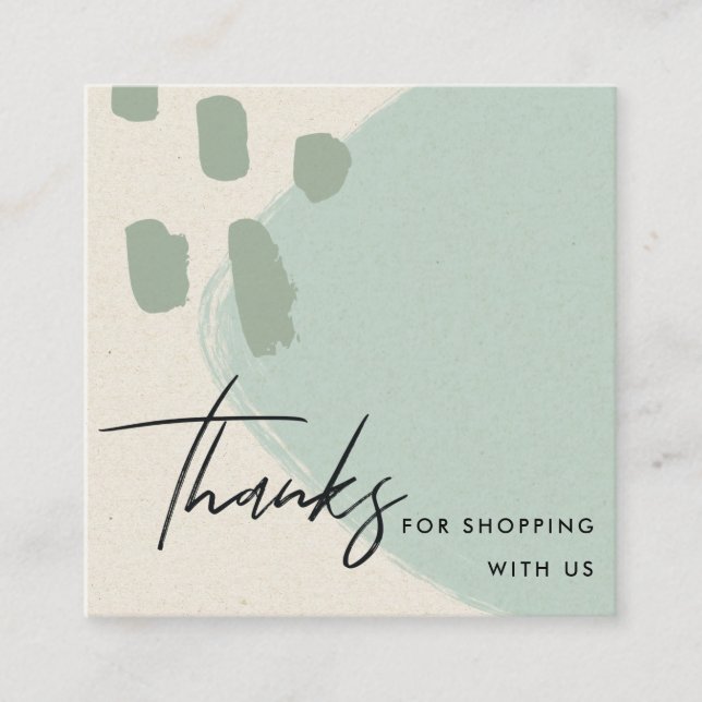 TARJETA DE VISITA CUADRADA ABSTRACTO IVORY BLUE KRAFT SCANDI GRACIAS LOGO (Anverso)