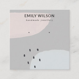 TARJETA DE VISITA CUADRADA ABSTRACTO RUBOR DUSKY BLUE STUD EARRING PANPLAY SQ