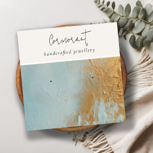 Tarjeta De Visita Cuadrada Aceite de Oro Azul Clásico Pintado Textura Holder