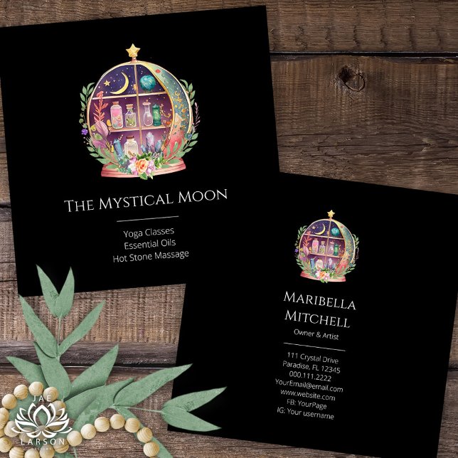 Tarjeta De Visita Cuadrada Aceites esenciales mágicos cristales de yoga apote (Subido por el creador)