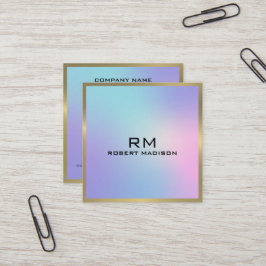Tarjeta De Visita Cuadrada Acento de oro rosado y azul oscuro metálico