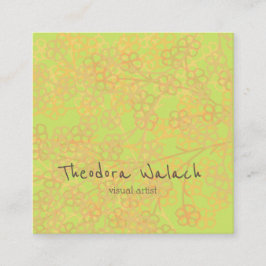 Tarjeta De Visita Cuadrada Actividad artística vibrante de resumen floral pro