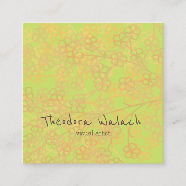Tarjeta De Visita Cuadrada Actividad artística vibrante de resumen floral pro (Anverso)