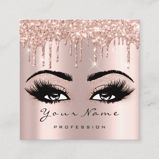 Tarjeta De Visita Cuadrada Acto de maquillaje Purpurina Eyelash Square (Anverso)