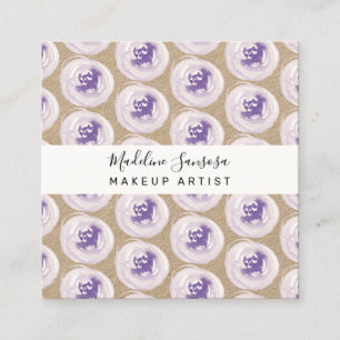 Tarjeta De Visita Cuadrada Acuarela Amapolas Artista de Maquillaje Morado Man