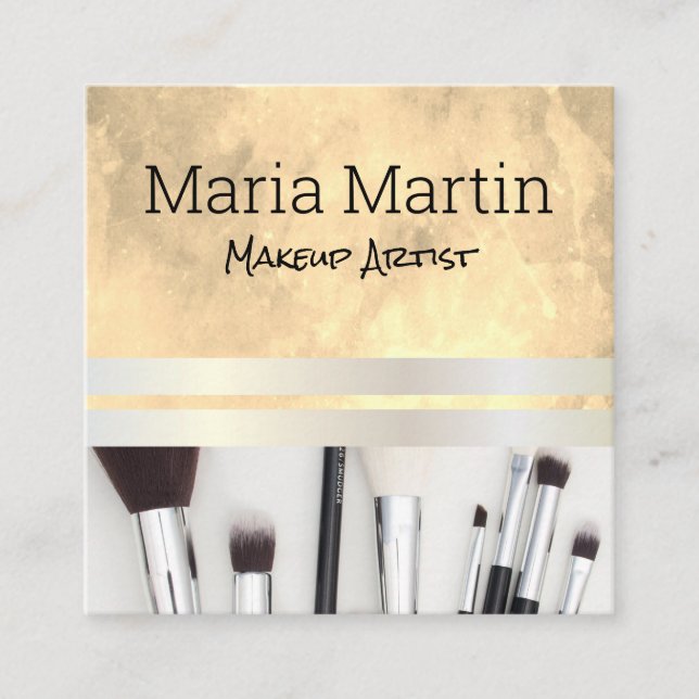 Tarjeta De Visita Cuadrada acuarela de moda | Artista de maquillaje | Juego d (Anverso)
