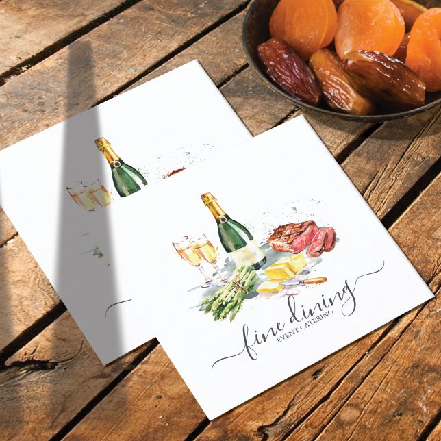Tarjeta De Visita Cuadrada Acuarela Dining Chef Catering ID813 (Subido por el creador)