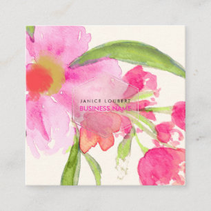 Tarjeta De Visita Cuadrada Acuarela floral PixDezines/Flor de mayo