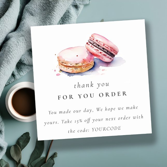 Tarjeta De Visita Cuadrada Acuarela Macarons Panadería Francesa Gracias Pedid (Subido por el creador)