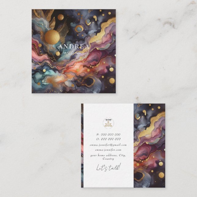 Tarjeta De Visita Cuadrada acuarela moderna Abstract púrpura Square Business (Anverso / Reverso)