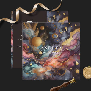 Tarjeta De Visita Cuadrada acuarela moderna Abstract púrpura Square Business