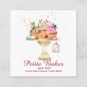 Tarjeta De Visita Cuadrada Acuarela Panadería Batidora Pastelería Dulces