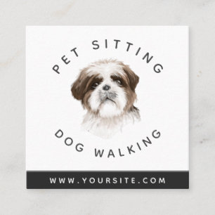 Tarjeta De Visita Cuadrada Acuarela Perro Mascota Sitter Perro Walker Animal