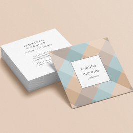 Tarjeta De Visita Cuadrada Acuarela Placa Marrón Verde azulado Tan Aqua