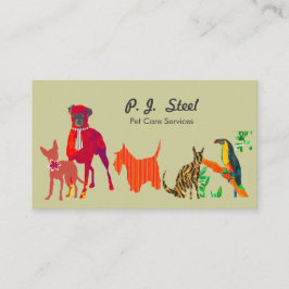 Tarjeta De Visita Cuadrada Acuarela Trendy Mascotas de animales pequeños perr