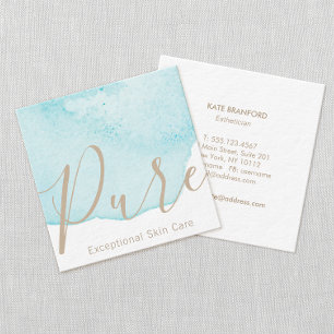 Tarjeta De Visita Cuadrada Acuario azul acuático Flor Petal SkyCare Spa