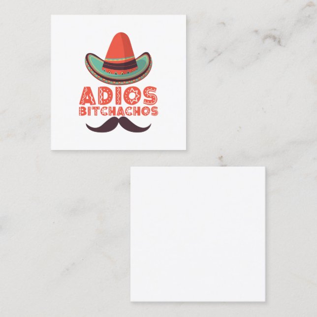 Tarjeta De Visita Cuadrada Adiós bitchachos Sombrero retro Cinco de mayo (Anverso / Reverso)