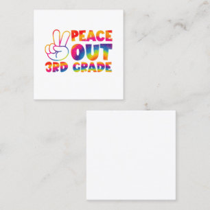 Tarjeta De Visita Cuadrada Adiós Tercer Grado Tie Dye Último Día 3er Grado 