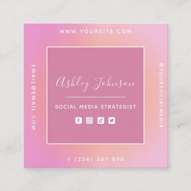 Tarjeta De Visita Cuadrada Administrador de medios sociales Medios sociales C (Anverso)