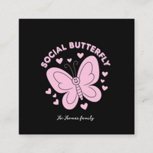 Tarjeta De Visita Cuadrada Adoptar la mariposa social vibes de moda retro
