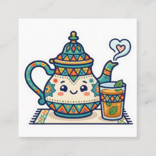 Tarjeta De Visita Cuadrada Adorable tetera marroquí de menta y arte de vidrio