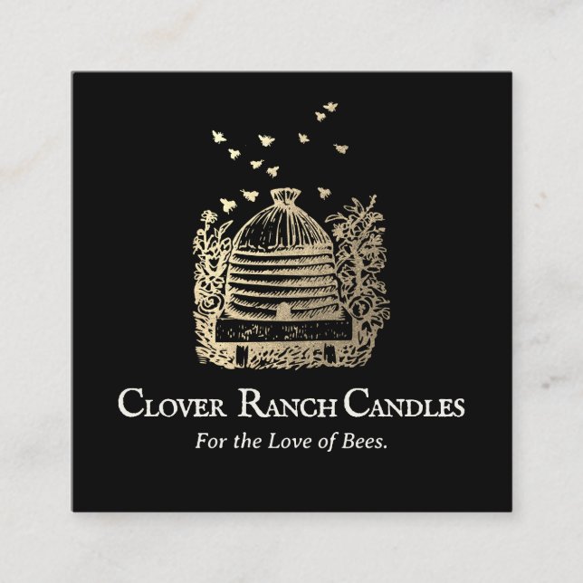 Tarjeta De Visita Cuadrada Aerolínea de la apicultura de la Beehive de Oro (Anverso)