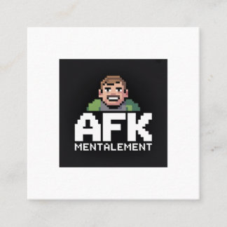 Tarjeta De Visita Cuadrada AFK Mentalement Chibi Gamer Pixel Art