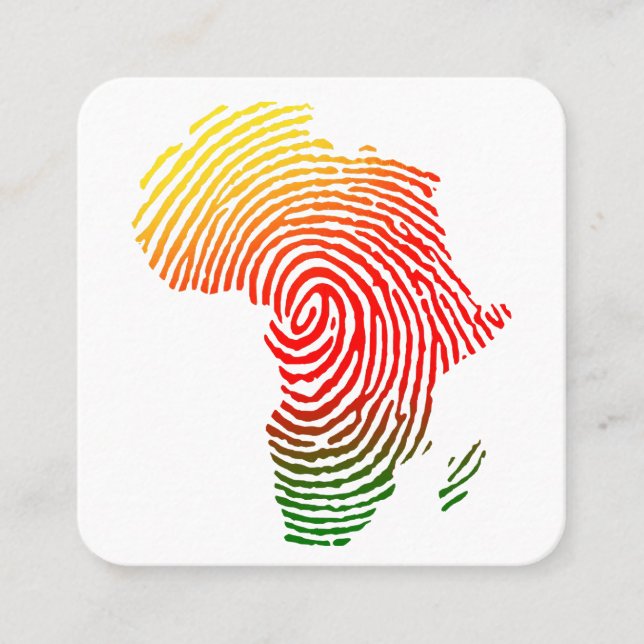 Tarjeta De Visita Cuadrada Africa Finger Print, Black History, Equal Rights, (Anverso)