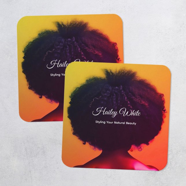 Tarjeta De Visita Cuadrada Afro Hair (Afro Hair Visiting Cards)