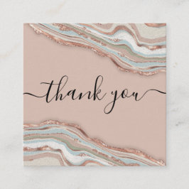 Tarjeta De Visita Cuadrada agate de oro rosa moderno gracias por su plaza de 