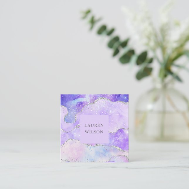 Tarjeta De Visita Cuadrada agate purpurina tarjeta de presentación cuadrada a (Anverso de pie)