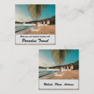 Tarjeta De Visita Cuadrada Agencia de Viajes Marketing y Publicidad Tropical