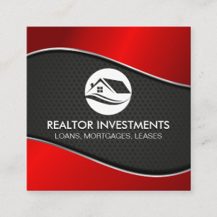 Tarjeta De Visita Cuadrada Agente inmobiliario Metálico Rojo Malla perfor