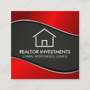 Tarjeta De Visita Cuadrada Agente inmobiliario Metálico Rojo Malla perfor
