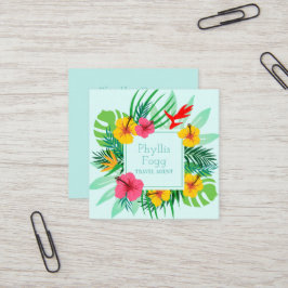 Tarjeta De Visita Cuadrada Agente tropical de la agencia de viajes de la