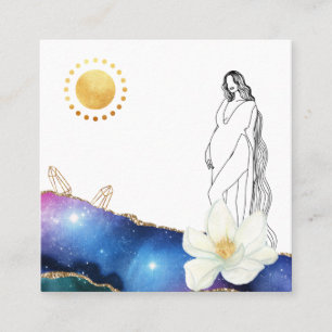 Tarjeta De Visita Cuadrada *~* Agitación floral Birthing Cosmic Midwife Doul