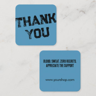 Tarjeta De Visita Cuadrada Agradecimiento Personalizado Azul Estilo Grunge Ca