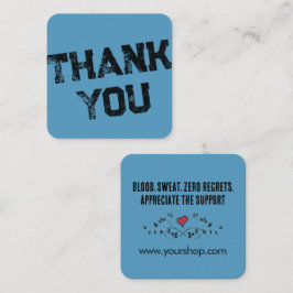 Tarjeta De Visita Cuadrada Agradecimiento Personalizado Azul Estilo Grunge Ca