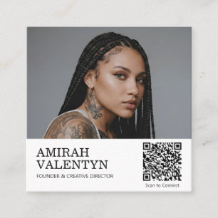 Tarjeta De Visita Cuadrada Agrega tu código QR de logo de redes sociales foto