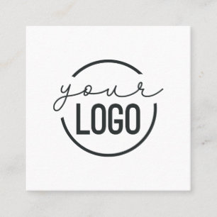 Tarjeta De Visita Cuadrada Agrega tu logo Moderno Minimalista Simple Blanco C