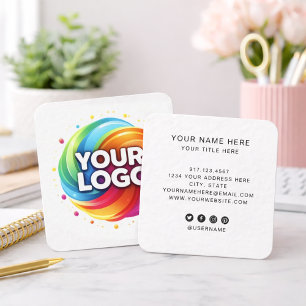 Tarjeta De Visita Cuadrada Agrega tu logotipo circular personalizado profesio