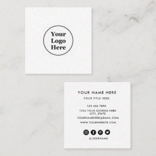 Tarjeta De Visita Cuadrada Agrega tu logotipo circular personalizado profesio