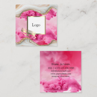 Tarjeta De Visita Cuadrada Agrega tu logotipo personalizado peluquera profesi