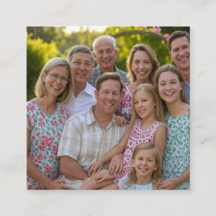 Tarjeta De Visita Cuadrada Agregar foto personalizada de reunión familiar