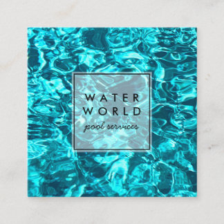Tarjeta De Visita Cuadrada Agua Esparkles Servicio de Piscina Foto Viaje